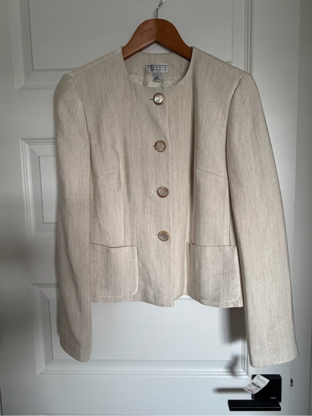Vintage Talbots Cream Textured Button-Front Jacket Sz 6